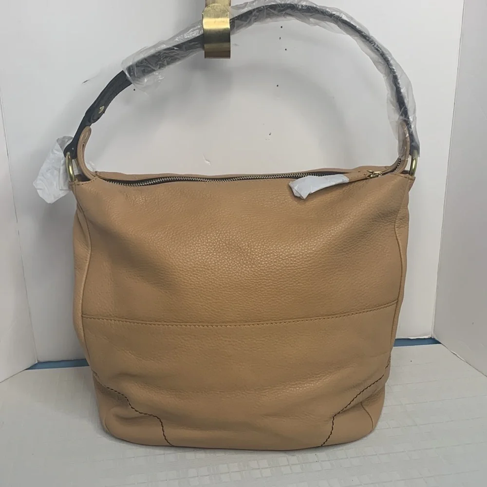NWT orYANY Adele Colorblock Beige Brown Leather Hobo Bag